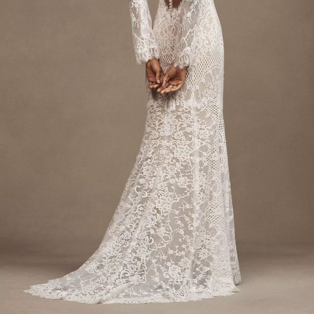 Wtoo by Watters Sienna Long Sleeve Lace Wedding Gown Size 6 NEW - Picture 6 of 9